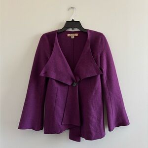 Beyond Threads Jacket Alpaca Wool Purple Bell Sleeve 1 Button Women XS Boho Peru